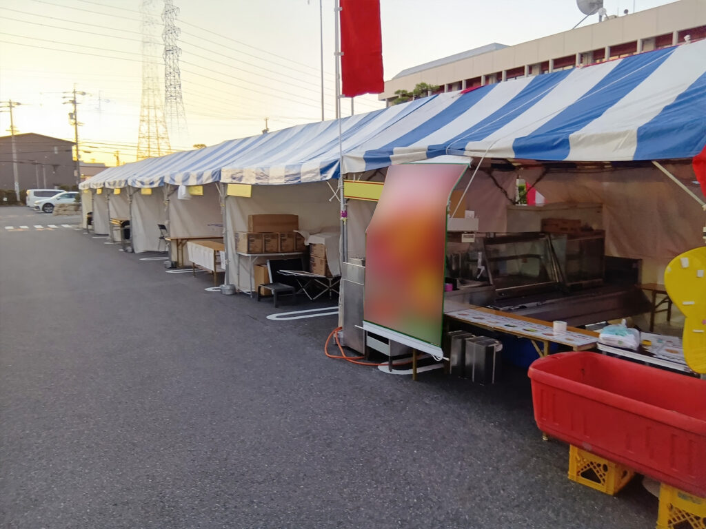 愛知県海部郡蟹江町 町民まつり設営レポート ストライプテント青3
