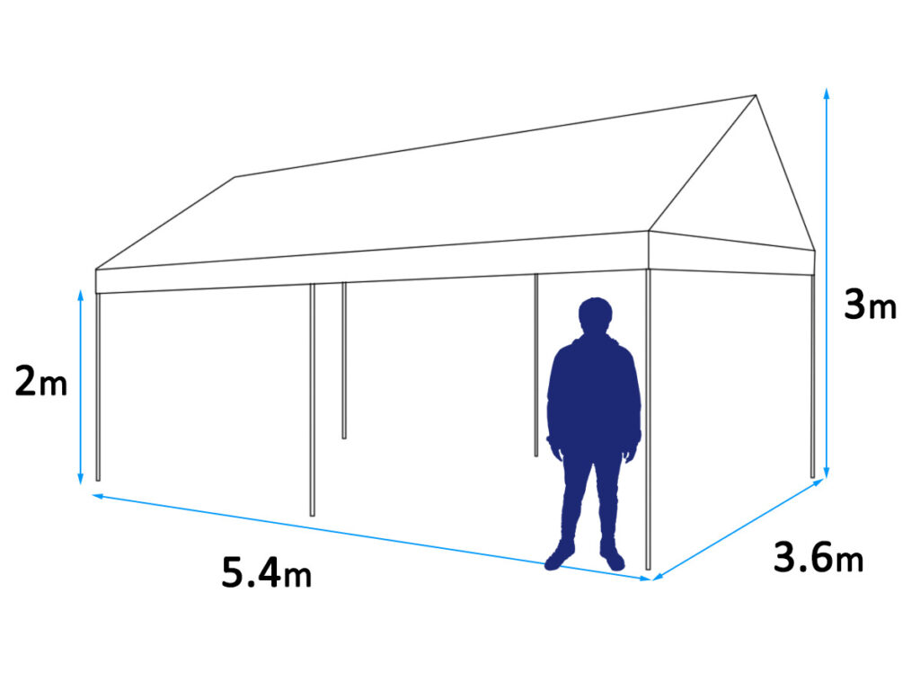 2間×3間パイプテント(透明) 寸法図