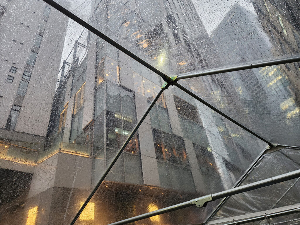 2間×3間パイプテント(透明) 内側からのイメージ