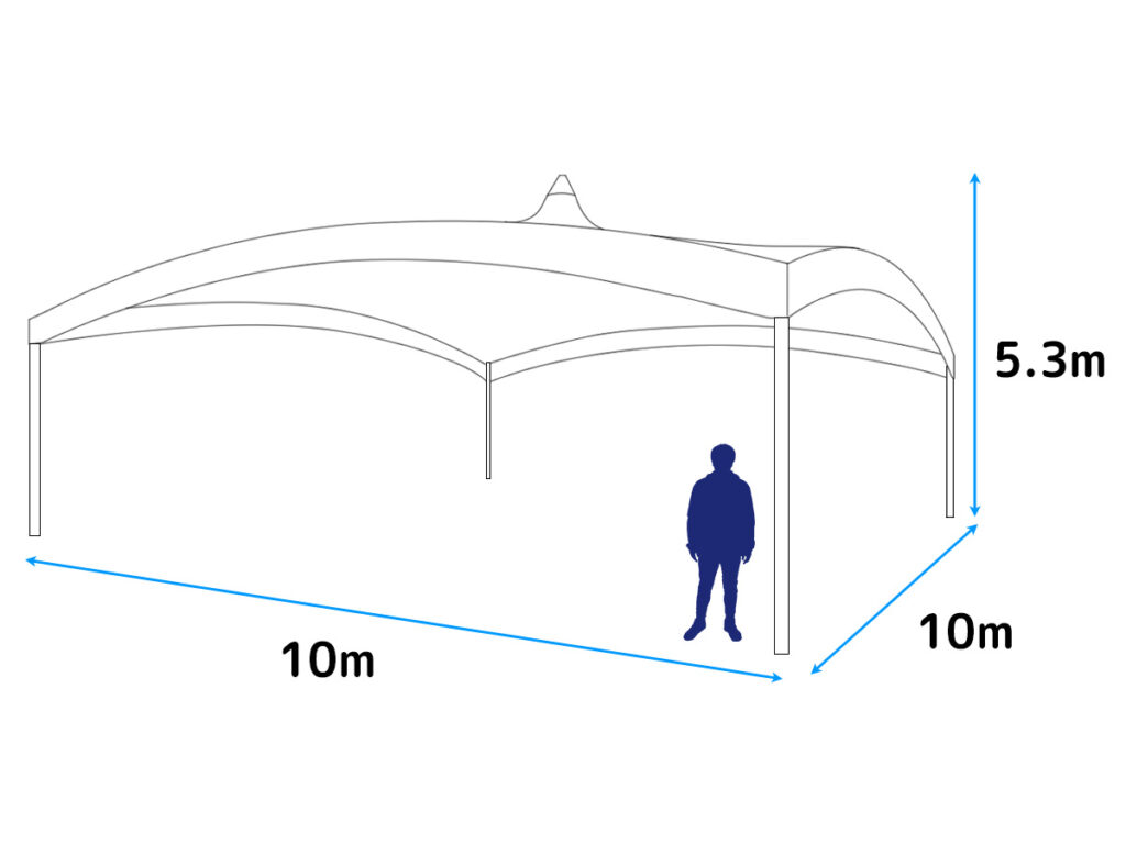 10m×10mテント 寸法図